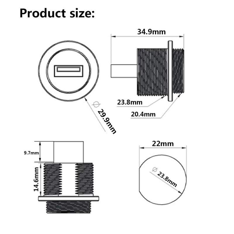 PENGLIN USB 3.0 Female to Male Waterproof Adapter, USB 3.0