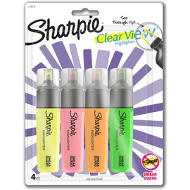 SHARPIE Clear View Resaltadores, punta de cincel, colores surtidos, 4 unidades