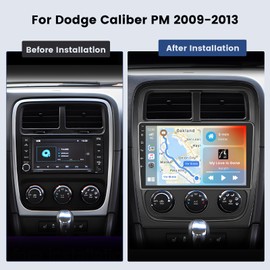 Hikity Android Car Stereo for Dodge Caliber PM 2009 2010 2011 2012 2013 Radio 2+64G 9 Inch Touchscreen Car Radio Carplay Android Auto Support GPS Navigation WiFi Bluetooth FM EQ Backup Camera