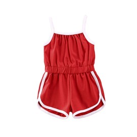 FYBITBO Toddler Baby Girls One-Piece Halter Romper Jumpsuit Summer Sleeveless Short Overalls Outfit for Kids (Red,2-3T)