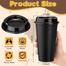 Skylety 24 Pcs Reusable Coffee Cups with Lids 16 oz Plastic Tumblers Cup with Lids for Hot Drink Coffee Cups Plastic Colorful Cups Bulk for Parties Birthdays(Multicolor)