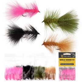 ALPHA and OMEGA - Woolly Bugger Fly KIT (20 Flies) (Hook Size #4) Trout Steelhead Salmon Fishing Streamer Wooly Bugger - (Pack of 20)