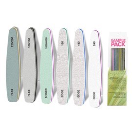 Nail File Grit Sponge Buffer, Set of 6, 150, 180, 240, 100/180, 200/280, 1000/4000, Emery Board, Compatible with Gel Nails, Nail Polishing, Off Treatment, Washable, Home Nail Care