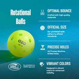OZO Pickleball - Set of 9 Indoor Balls, 26 holes, Rotational Mould