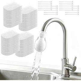 Faucet Filter Cotton Bag, High Density Universal Faucet Filter Bag, Hot & Cold Anti-Splash Water Filters, Cotton Pouch Tap Water Flow Cleaning Accessory for Bathroom, Kitchen Sink，100 Bags + 20 Straps