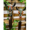 Set Of 2 Southwest Boho Chic Turquoise Ember Floral Scroll