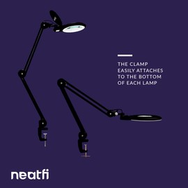 Neatfi Replacement Clamp, Adjustable Lamp Clamp with Screw - Fits Tables up to 2.5 inches Thick, Securely Mounts Lamps onto Desks, Workbenches, or Tables (Black)