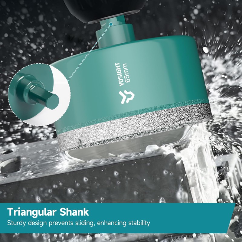 2-4/7 Inch Diamond Hole Saw - 65 mm Triangle Shank