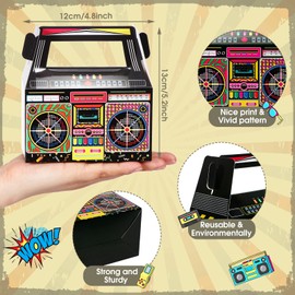 Pack of 24 80s 90s Novelty Boom Gift Boxes 80s 90s Theme Retro Radio Gift Boxes Decoration Hip Hop Theme Table Decoration for Birthday Music Retro Theme Party Accessories (New 90s)