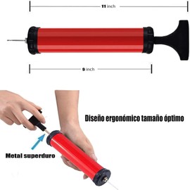 MACK222 Bomba de Pelota - Bomba de Aire para Pelotas Deportivas - Fútbol, ​​Baloncesto, Globo, Voleibol, Anillo de natación, Pelota de Yoga, bóveda + Bomba de Pelota con Aguja - 12 Pulgadas