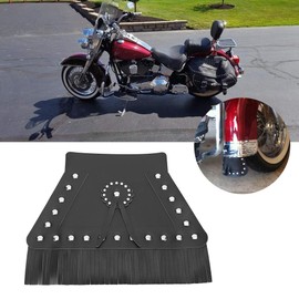 Motorcycle Mud Flap, Fringed Leather Universal Motorcycle Front Flap Mudguard Cover(Black Long)