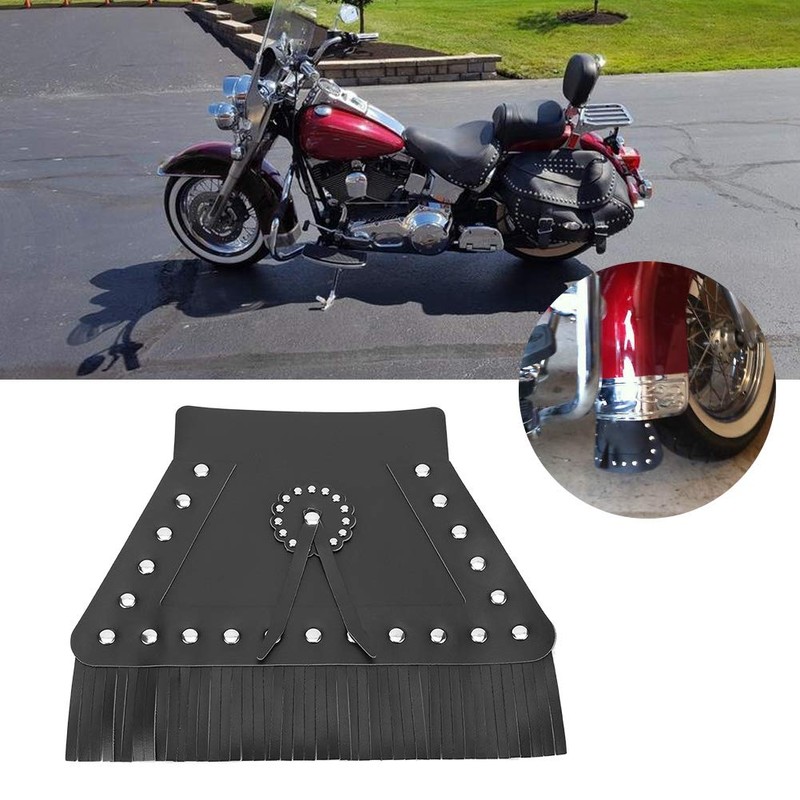 Motorcycle Mud Flap, Fringed Leather Universal Motorcycle Front Flap Mudguard