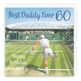 Hunts England - Daddy 60th Tennis Birthday Card - Age 60 - Milo's Gallery Collection - Age Sixty Tennis Birthday Card - 60th Birthday Card For Daddy - 60 Year Old Birthday - Fun Card