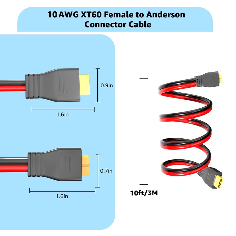 Lusperi 10AWG XT60 Extension Cable XT60 Male to Female Connector