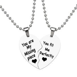 Matching Couple Necklaces Gifts for Her Him Valentines Day Gifts for Husband Wife Anniversary Presents for Couples Gift Ideas Funny Puzzle Necklace You Are My Missing Piece Gifts for BF GF Unisex
