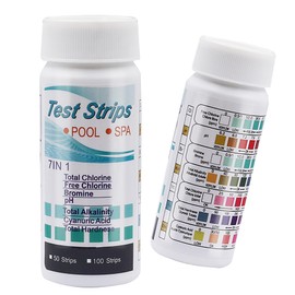 JUMXSRLE Pool and Spa Test Strips, 7 in 1 Quick Accurate Swimming, 100 Pool Test Kit - Hot Tub Test Strips & Pool Water Testing Strips for pH Chlorine Bromine Hardness Alkalinity Cyanuric Acid