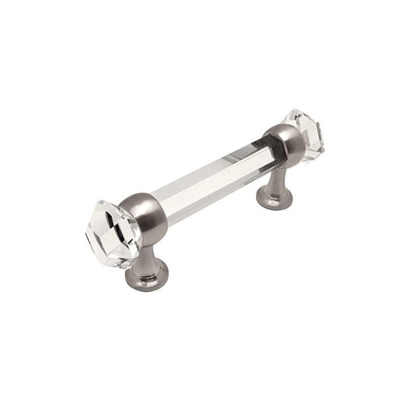 Cosmas 6393SN-C Satin Nickel with Clear Glass Cabinet Handle Pull