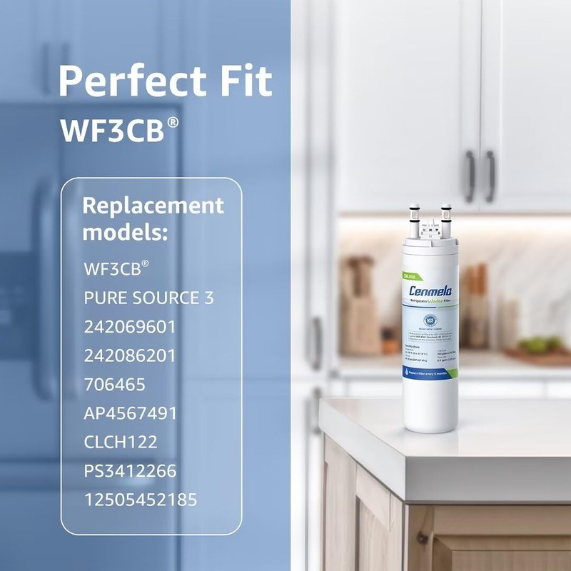 WF3CB Replacement Water Filter, Compatible with Frigidaire WF3CB, Pure Source