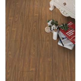 CiCiwind Peel and Stick Floor Tiles Red Brown Natural Wood Floor Tiles Self Adhesive Waterproof Floor Tiles 12PCS-5.9in×35in Wood Plank Stick on Floor Tiles for Bedroom Bathroom Living Room Kitchen