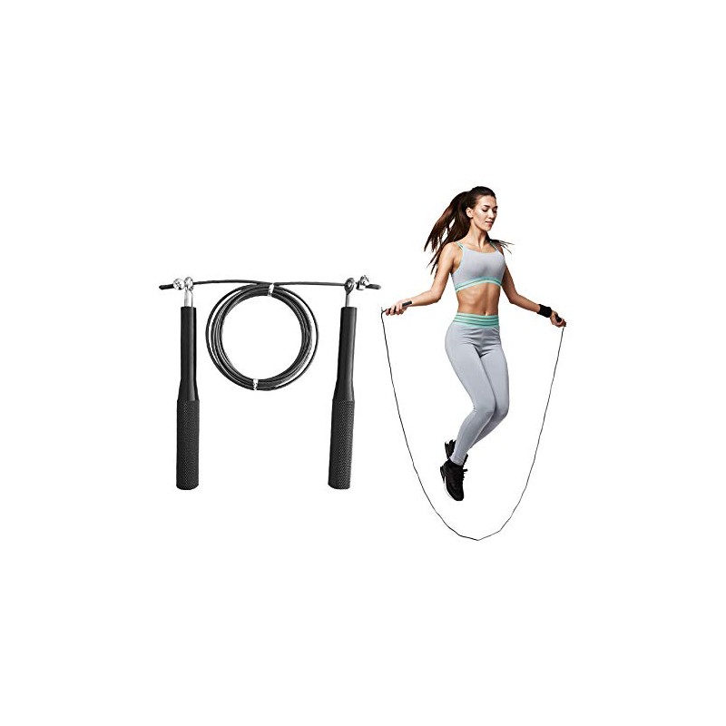 Tayga Cuerda de Salto metálica para Entrenamiento Funcional (Negro)