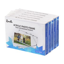 Boxalls 5x7 Acrylic Picture Frames - 5 Pack, Clear Frameless 5x7 Inches Photo Frames with Magnetic, Double Sided Transparent Desktop Frame(5 Pack)