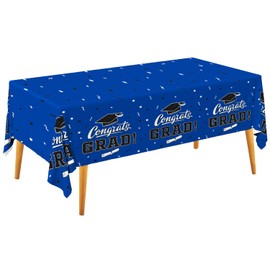 Graduation Party Decorations, Gongrats Grad Tablecover for Graduation Party Supplies, 3 pcs Sky Blue Table Cloths, 54"x108"