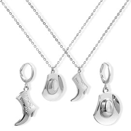 Ninnyi 4 Pcs Cowboy Accessories for Women, Western Cowgirl Necklace with Earrings for Cowgirl Party or Daily Wear