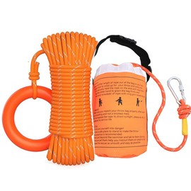 Lifesaving Rope Floats in Water, Professional Specifications, NGELOM High Visibility with Reflective Stripes, 98.4 ft (30 m), Includes Throw Bag and Carabiner, For Disaster Prevention, Tsunami, Flood, Water Rescue, Outdoor Activities, Buoyancy Rescue Rope with Buoyancy, Help You Rescue Yourself