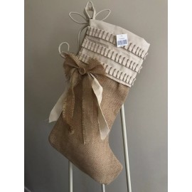 Deco Brand New Christmas Burlap Stocking Holiday Deco 21"
