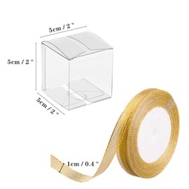 JOERSH 2x2x2 Inches Clear Boxes for Favors with Gift Ribbons, 60 PCS Mini Transparent Cube Wedding Baby Shower Birthday Party Favor Boxes, Small Gifts Display Individual Macaron Box