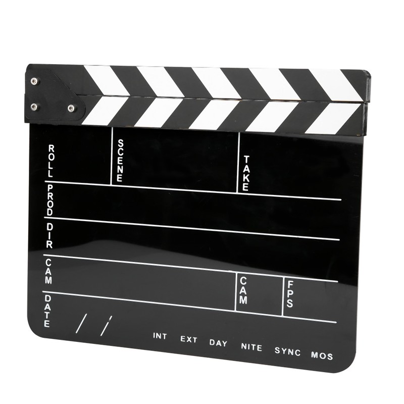 30x25CM Acrylic Clapperboard Professional Movie Film Action Clap Director Photography