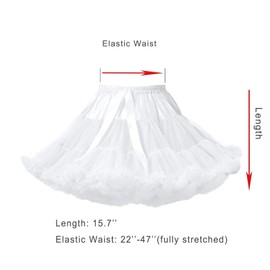 Kryozent Women's Tutu Skirts Puffy Petticoat White Tulle Ballet Dance Skirt for Adult Elastic Waist Costume Underskirt