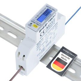 Bidirectional Electricity Meter [WS100-1942] Import and Export Energy with 2x S0 Pulse Output (Import/Export), High Load Capacity up to 100A, Slim Design, User-friendly LCD
