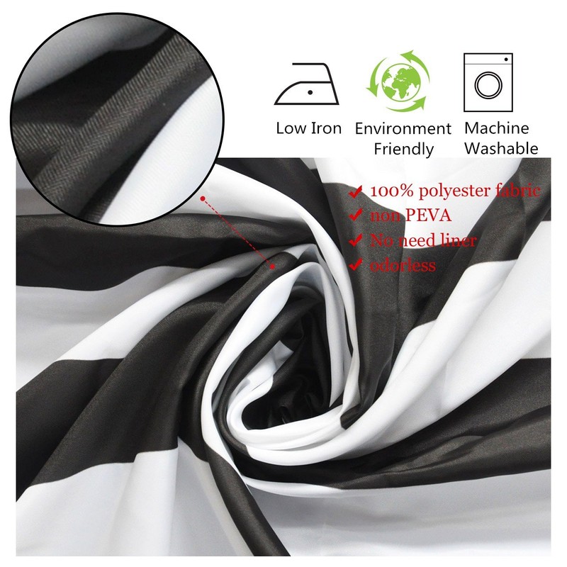 LB Black and White Shower Curtain,Striped Bathroom Curtain,60x72 inch Waterproof