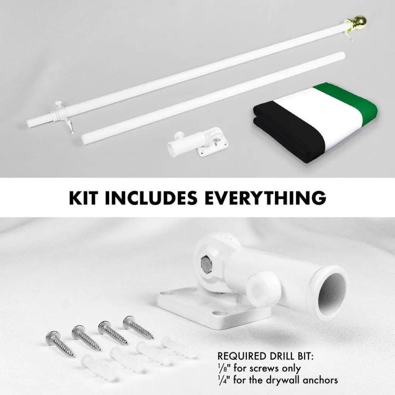 UD_G128 Combo Pack: 6 Ft Tangle Free Spinning Flagpole (White)