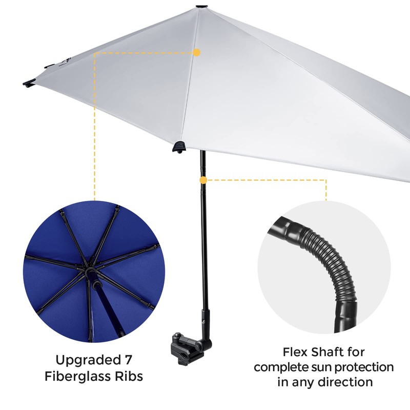 G4Free UPF 50+ Adjustable Beach Umbrella XL with Universal Clamp