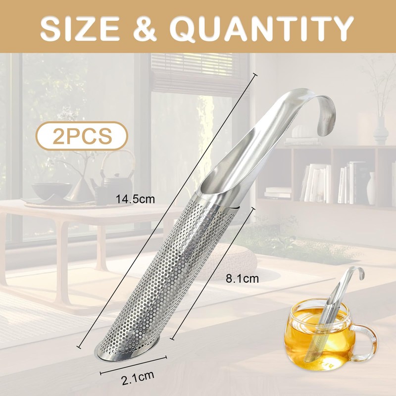 Tehttz 2Pcs 304 Stainless Steel Tea Strainer, Mesh Strainer with