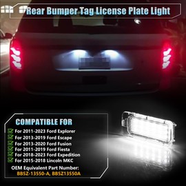 VANKUB LED License Plate Light for Fo-rd Explorer Escape Fusion Fiesta Expedition Lincoln MKC, Fo-rd Lincoln Led Rear Tag Lamps, 6000K White Lights, 2 PCS