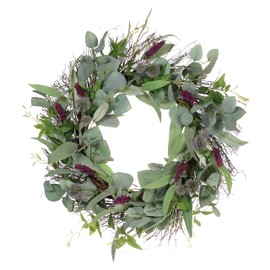 24" Artificial Lavender Floral Spring Wreath with Green Leaves