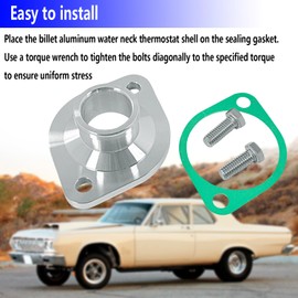 FBSCTMH Aluminum Water Neck Thermostat Housing with Gasket Compatible with Mopar Chrysler Dodge 273 318 340 360 361 383 440 413 426 440 Replace 114-1004