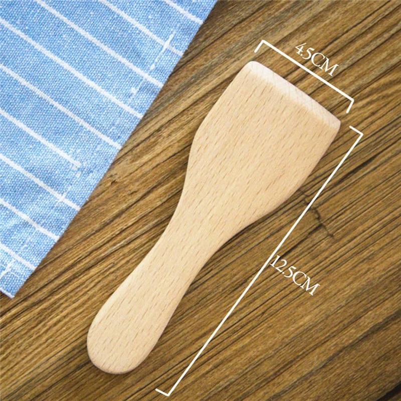 DOITOOL 4pcs Small Beech Butter Spatulas Non- Stick Wooden Turner