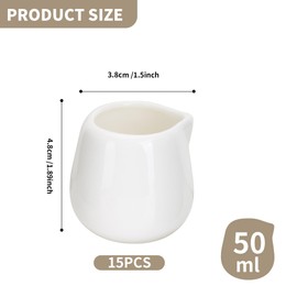 WENLISELL 15 PCS Milk Jug Small, 50ml Mini Creamer Jugs Serving Pitcher, White Milk Jugs for Coffee, Milk, Sauces, Kitchens, Home