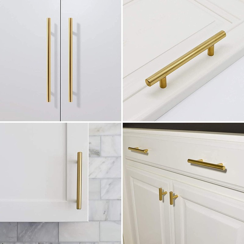 Haliwu 30 Pack Cabinet Handles Brass Gold Cabinet Pulls 3