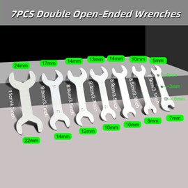 NWpangu Ultra Thin Open Double-End Wrench Set, Slim Spanners Handle Tool Set for Car Machine Reparing, 7PCS in Different Sizes.