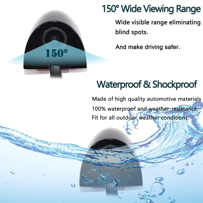 EWAY 2PCs Car Door Blind Spot Side View Camera, Self-Adhesive