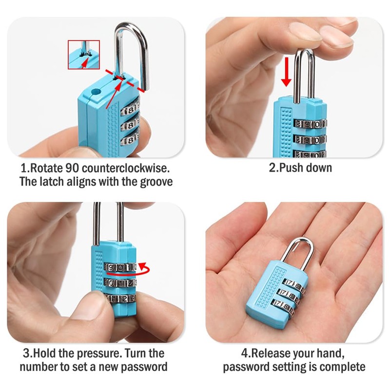 Kellegour 8 Pcs Luggage Locks 3 Digit Combination Padlock,3 Digit