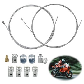 GETRICH 2 pieces 2 m motorcycle universal cable pulley with 9 x nipples | Universal repair kit Bowden cable throttle cable clutch cable bicycle scooter moped for moped, scooter, bicycle