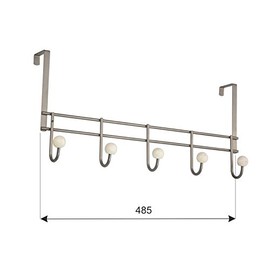 Hook Rail No Drilling 5 Hooks Coat Hooks Coat Hooks Wall Hooks 5 Pieces 485 mm Silver / White