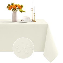 Romanstile Spring Rectangle Tablecloth - Waterproof and Wrinkle Resistant Washable Polyester Table Cloth for Kitchen Dining/Party/Wedding Indoor and Outdoor Use (60 x 102 inch, Ivory)