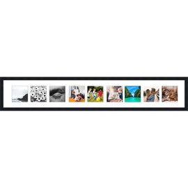 CountryArtHouse 6 x 40 Black Collage Frame with White Mat - 6x40 Solid Wood Frame for Nine 4" x 4" Photos - Black Matted Instagram 4x4 Collage Photo Frame with Mat with Multi Opening Picture Matte